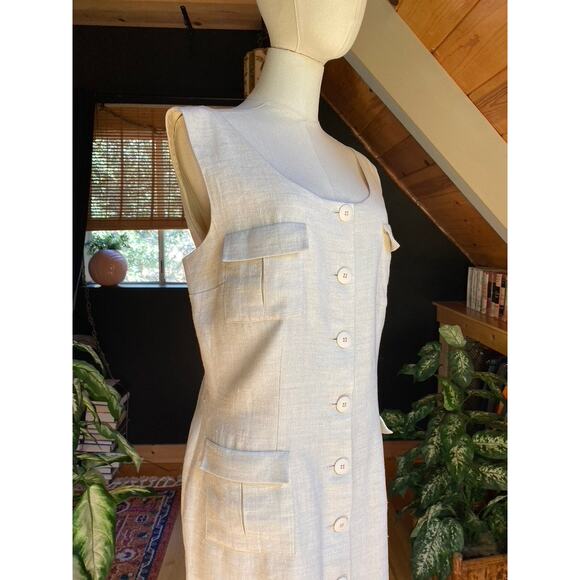Vintage Linen Dress Button Down Front - Picture 5 of 5